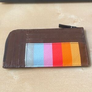 Min & Mon - Fausto Leather Zip-around Cardholder Color Stripes